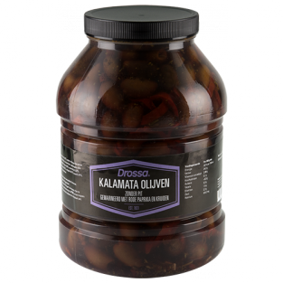 Drossa Kalamata olijven met rode paprika en kruiden